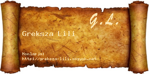 Greksza Lili névjegykártya